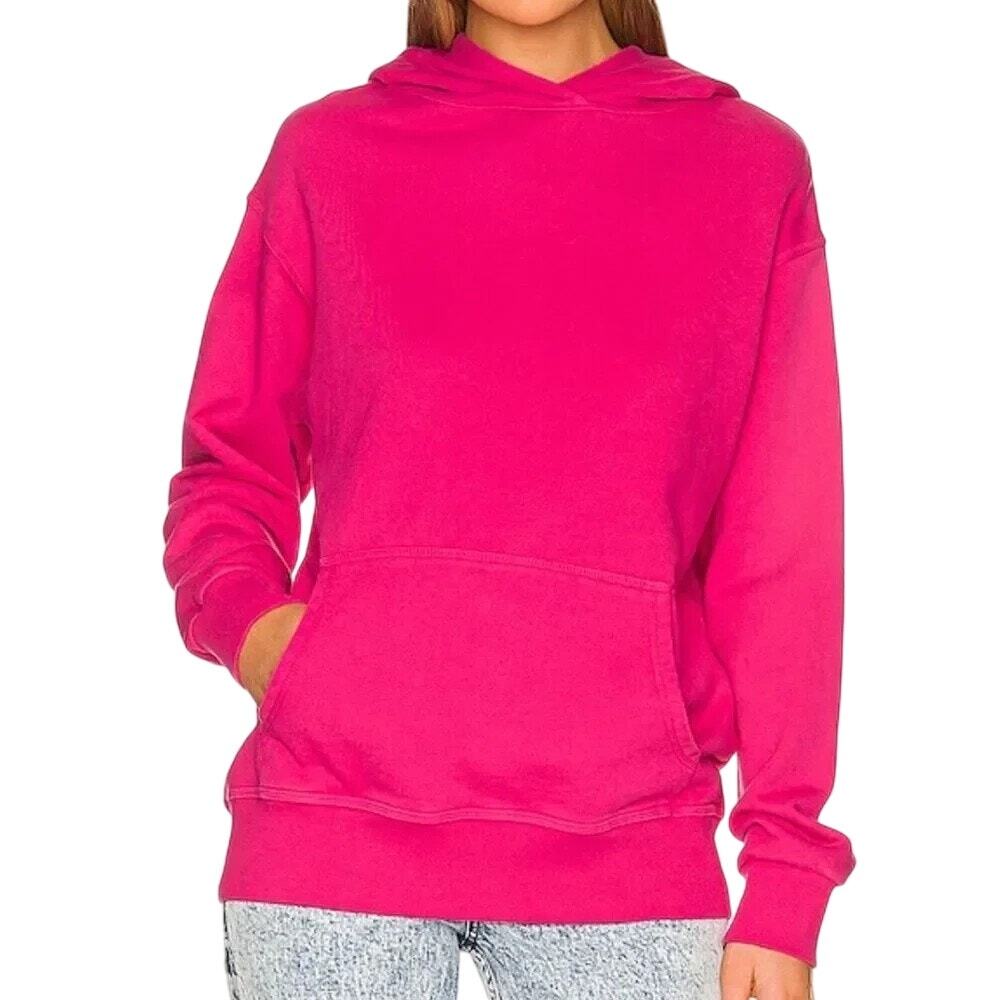 Monrow Womens Cotton Fleece Hoodie Sweatshirt S Pink Lounge Casual Cozy Comfy